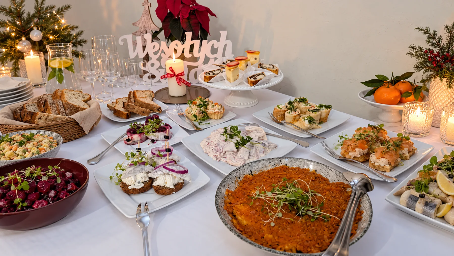 Świąteczny stół z cateringiem wigilijnym Imbryka